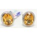 Stud Earrings Silver 925 Sterling Women Natural Golden Topaz Gem Stone Handmade Gift E439